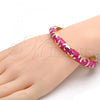 Oro Laminado Individual Bangle, Gold Filled Style Pink Enamel Finish, Golden Finish, 07.240.0002.1.05 (10 MM Thickness, Size 5 - 2.50 Diameter)