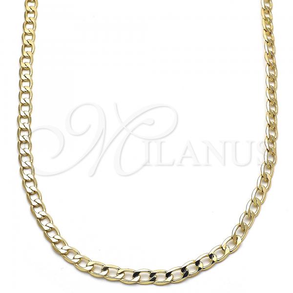 Oro Laminado Basic Necklace, Gold Filled Style Curb Design, Polished, Golden Finish, 5.222.005.24