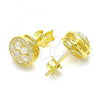 Sterling Silver Stud Earring, Flower Design, with White Cubic Zirconia, Polished, Golden Finish, 02.369.0024.2