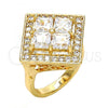 Oro Laminado Multi Stone Ring, Gold Filled Style with White Cubic Zirconia, Polished, Golden Finish, 01.210.0056.09 (Size 9)