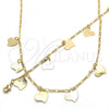 Oro Laminado Necklace and Bracelet, Gold Filled Style Heart Design, Polished, Golden Finish, 06.63.0200