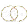 Oro Laminado Large Hoop, Gold Filled Style Diamond Cutting Finish, Tricolor, 02.213.0242.60