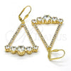 Oro Laminado Dangle Earring, Gold Filled Style with White Cubic Zirconia and White Crystal, Polished, Golden Finish, 02.268.0041