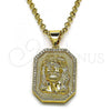 Oro Laminado Religious Pendant, Gold Filled Style Jesus Design, with White Micro Pave, Polished, Golden Finish, 05.342.0110