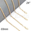 Oro Laminado Basic Necklace, Gold Filled Style Rolo Design, Polished, Golden Finish, 5.223.021.24