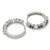 Rhodium Plated Huggie Hoop, with Sapphire Blue and White Cubic Zirconia, Polished, Rhodium Finish, 02.210.0089.8.25