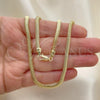Oro Laminado Basic Necklace, Gold Filled Style Rat Tail Design, Polished, Golden Finish, 04.213.0271.18