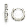 Sterling Silver Huggie Hoop, with White Cubic Zirconia, Polished, Rhodium Finish, 02.286.0015.15
