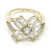 Oro Laminado Multi Stone Ring, Gold Filled Style with White Cubic Zirconia, Polished, Golden Finish, 01.210.0095.06 (Size 6)