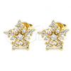Oro Laminado Stud Earring, Gold Filled Style with White Cubic Zirconia, Polished, Golden Finish, 02.156.0310