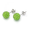 Sterling Silver Stud Earring, with Light Green Crystal, Polished, Rhodium Finish, 02.332.0042.9