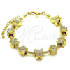 Oro Laminado Fancy Bracelet, Gold Filled Style Butterfly and Flower Design, Polished, Golden Finish, 03.63.2269.07