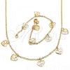 Oro Laminado Necklace and Bracelet, Gold Filled Style Heart and Love Design, Polished, Golden Finish, 06.63.0212