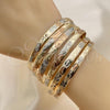 Gold Plated Dozen Bangle, Diamond Cutting Finish, Tricolor, 5.264.002.06 (06 MM Thickness, Size 6 - 2.75 Diameter)