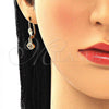 Oro Laminado Dangle Earring, Gold Filled Style with White and Black Micro Pave, Polished, Golden Finish, 02.210.0343