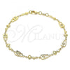 Oro Laminado Fancy Anklet, Gold Filled Style Lock and key Design, Polished, Golden Finish, 03.326.0021.10