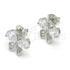 Sterling Silver Stud Earring, Butterfly Design, with White Cubic Zirconia, Polished,, 02.285.0055