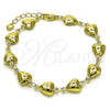 Oro Laminado Fancy Bracelet, Gold Filled Style Heart and Hollow Design, Polished, Golden Finish, 03.213.0340.07
