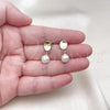 Oro Laminado Stud Earring, Gold Filled Style Ball Design, with Ivory Pearl, Polished, Golden Finish, 02.213.0728