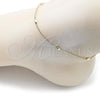 Oro Laminado Basic Anklet, Gold Filled Style Rat Tail and Ball Design, Polished, Golden Finish, 03.213.0295.09