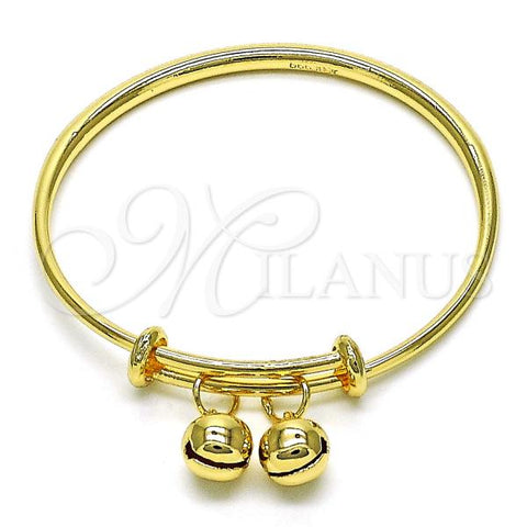 Oro Laminado Individual Bangle, Gold Filled Style Rattle Charm Design, Polished, Golden Finish, 07.168.0026