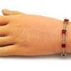 Oro Laminado Fancy Bracelet, Gold Filled Style with Garnet and White Cubic Zirconia, Polished, Golden Finish, 03.283.0311.4.07