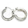 Rhodium Plated Small Hoop, with White Cubic Zirconia, Polished, Rhodium Finish, 02.210.0294.5.20