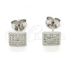 Sterling Silver Stud Earring, with White Micro Pave, Polished, Rhodium Finish, 02.186.0033