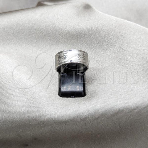 Stainless Steel Mens Ring, Dragon-Fly and Heart Design, Polished, Steel Finish, 01.63.0692.06