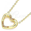 Oro Laminado Pendant Necklace, Gold Filled Style Heart Design, with Garnet Micro Pave, Polished, Golden Finish, 04.156.0329.2.20