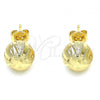 Oro Laminado Stud Earring, Gold Filled Style Diamond Cutting Finish, Golden Finish, 02.100.0104