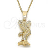 Oro Laminado Fancy Pendant, Gold Filled Style Eagle Design, Diamond Cutting Finish, Golden Finish, 5.183.020