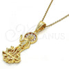 Oro Laminado Religious Pendant, Gold Filled Style San Lazaro Design, with White Cubic Zirconia, Polished, Golden Finish, 05.120.0059