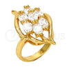 Oro Laminado Multi Stone Ring, Gold Filled Style with White Cubic Zirconia, Polished, Golden Finish, 01.210.0017.08 (Size 8)