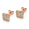 Sterling Silver Stud Earring, with White Micro Pave, Polished, Rose Gold Finish, 02.174.0082.1