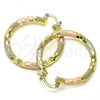 Oro Laminado Medium Hoop, Gold Filled Style Diamond Cutting Finish, Tricolor, 02.170.0125.1.40