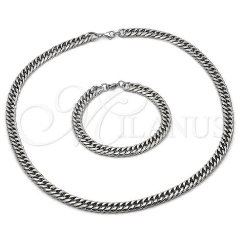Stainless Steel Necklace and Bracelet, Polished, Steel Finish, 06.116.0035
