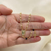 Oro Laminado Thin Rosary, Gold Filled Style Guadalupe and Crucifix Design, with Black Azavache, Polished, Golden Finish, 09.09.0009.18