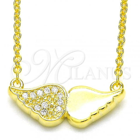 Sterling Silver Pendant Necklace, with White Cubic Zirconia, Polished, Golden Finish, 04.336.0080.2.16
