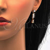 Oro Laminado Necklace and Earring, Gold Filled Style Teardrop Design, with White Cubic Zirconia, Polished, Golden Finish, 06.205.0005