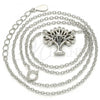 Sterling Silver Pendant Necklace, Tree Design, with White Cubic Zirconia, Polished, Rhodium Finish, 04.336.0083.16