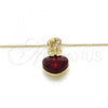 Oro Laminado Pendant Necklace, Gold Filled Style Heart Design, with Siam and Aurore Boreale Swarovski Crystals, Polished, Golden Finish, 04.239.0044.3.18