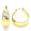 Oro Laminado Small Hoop, Gold Filled Style Diamond Cutting Finish, Golden Finish, 02.170.0361.20