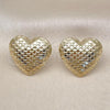 Oro Laminado Stud Earring, Gold Filled Style Heart and Hollow Design, Polished, Golden Finish, 02.411.0036