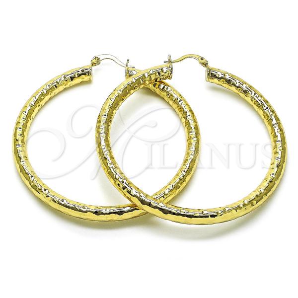 Oro Laminado Large Hoop, Gold Filled Style Hollow Design, Polished, Golden Finish, 02.213.0759.60