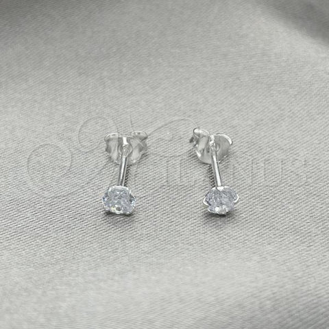 Sterling Silver Stud Earring, with White Cubic Zirconia, Polished, Silver Finish, 02.401.0054.04