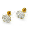 Stainless Steel Stud Earring, with White Crystal, Polished, Golden Finish, 02.271.0007
