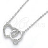 Sterling Silver Pendant Necklace, Heart Design, with White Cubic Zirconia and White Crystal, Polished, Rhodium Finish, 04.336.0023.16