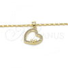 Oro Laminado Pendant Necklace, Gold Filled Style Heart Design, with White Micro Pave, Polished, Golden Finish, 04.195.0026.18