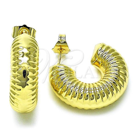 Oro Laminado Small Hoop, Gold Filled Style Hollow Design, Diamond Cutting Finish, Golden Finish, 02.163.0292.25